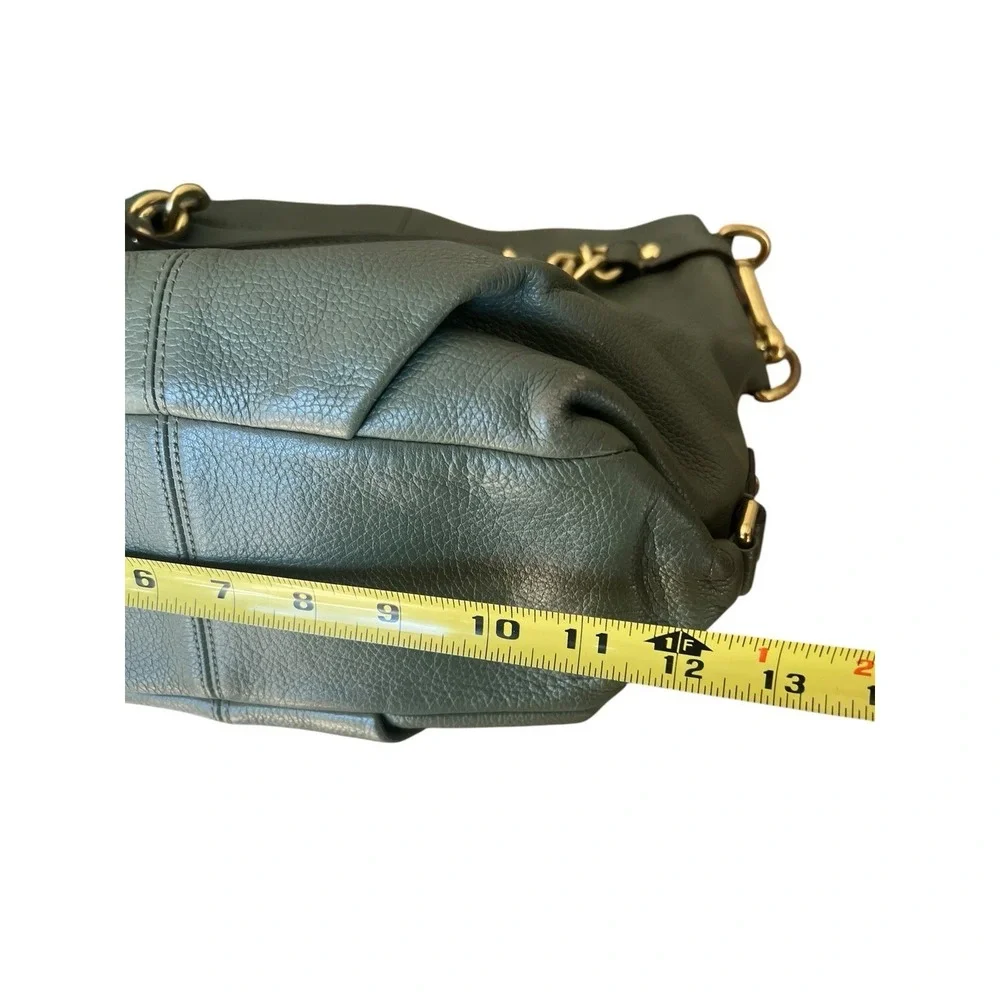 Coach Soft Pebbled Leather Green Shoulder‎ Bag Brooke H1194-F17165 Gold Accents